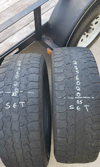 Pair of matched used tires set aside for a customer